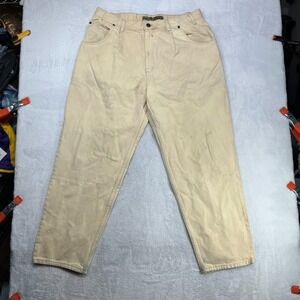 Vintage 90s Cutline Street Legend Jeans Men's Off Cream Pleated Baggy - 35X29